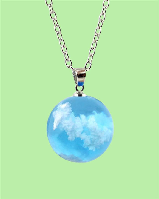 Creative Handmade Jewelry Blue Sky and White Clouds With Chain